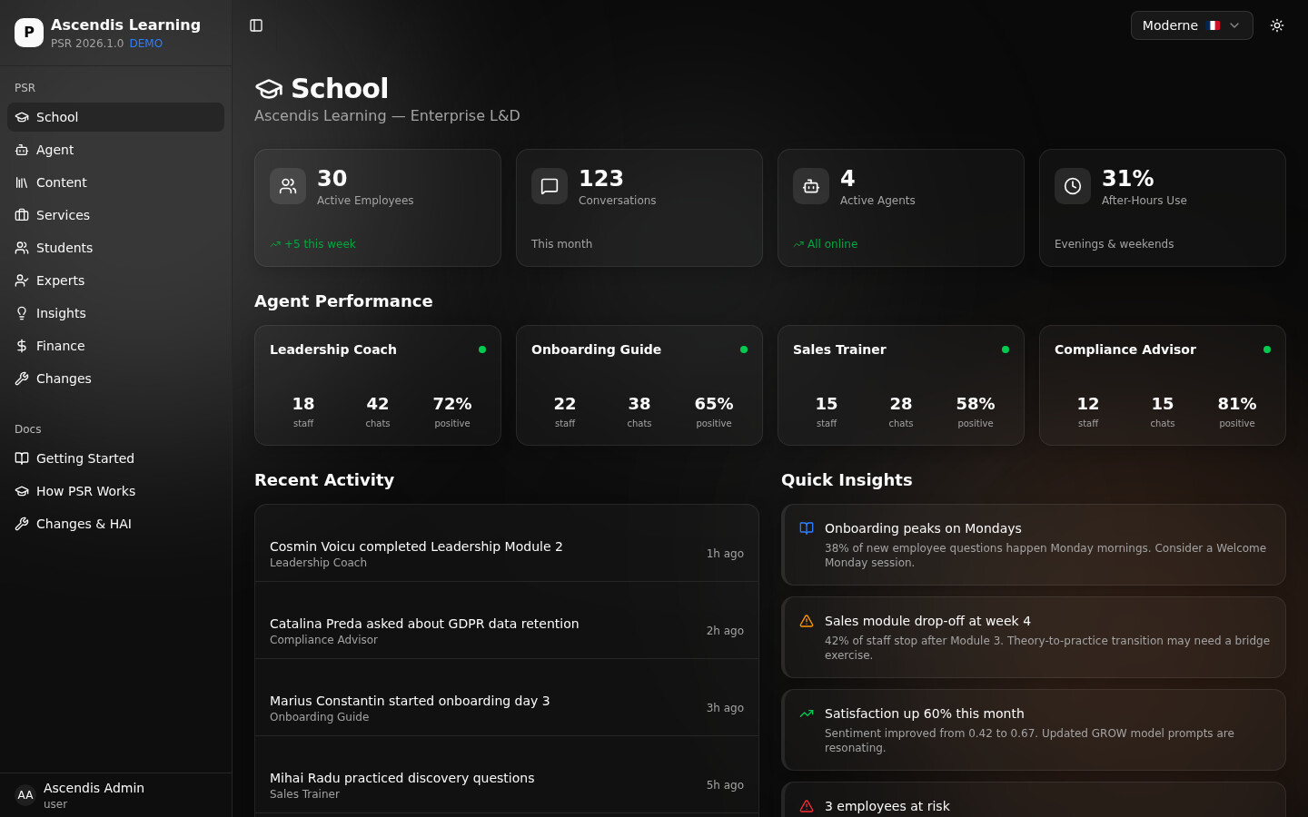 PSR Admin desktop
